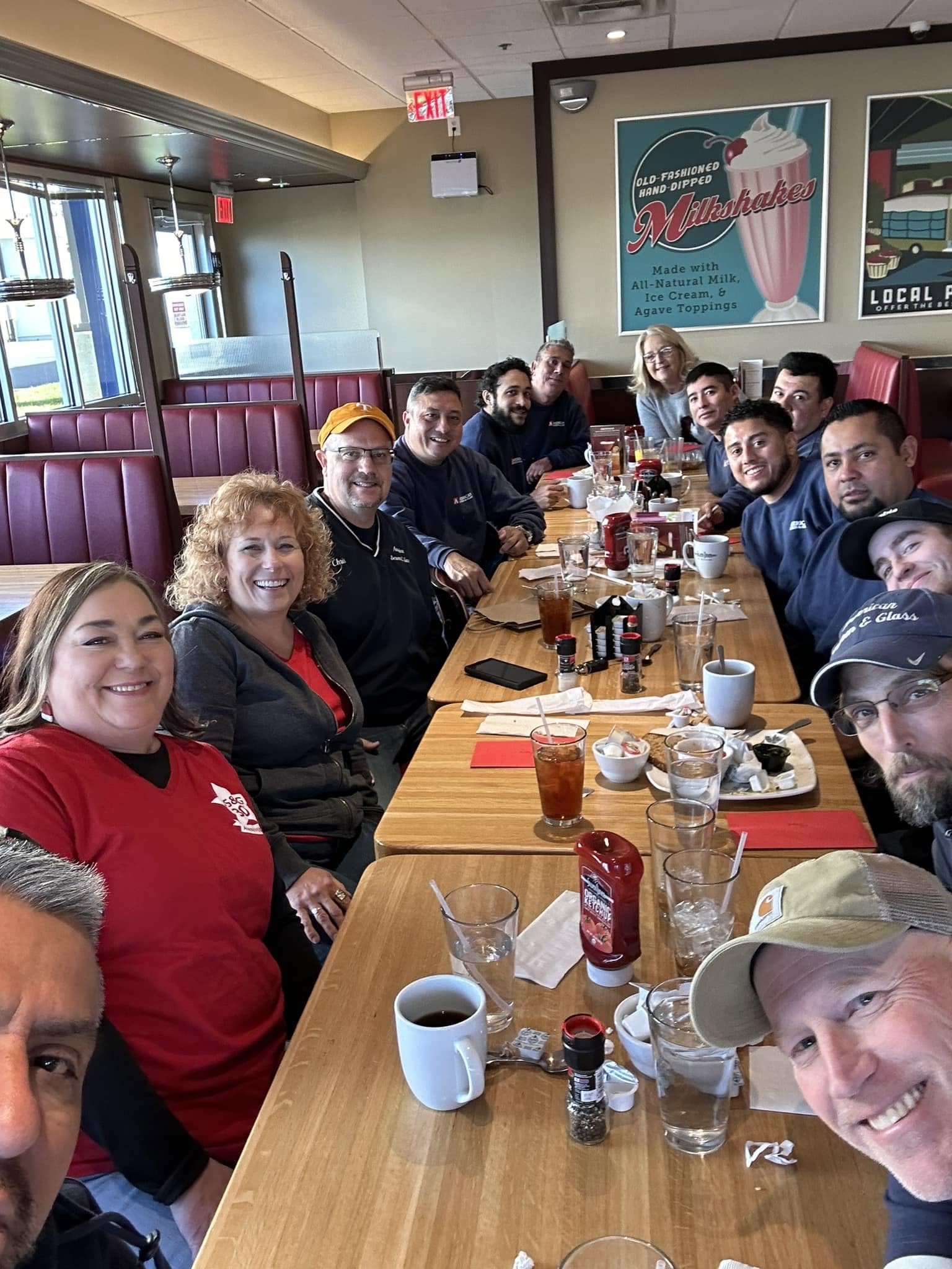 American Screen & Glass holiday lunch at a diner
